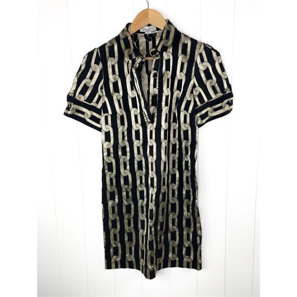 Adam Plus Eve Adam Lippes Gold And Black Chain Link Mini Polo Dress Size 6 $680 - Picture 1 of 11